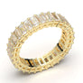 Yellow Gold Eternity Band Emerald Cut Band 3 Carat Emerald 4x2 Band Stackable Band Forever One Moissanite Band Prong Diamond Wedding Band
