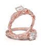 14K Rose Gold Floral Diamond Engagement Ring, Milgrain Moissanite Tree Ring