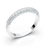 14K White Gold Vintage Floral Wedding Band, Filigree Scroll Diamond Stackable Ring