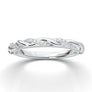 14K White Gold Floral Twist Weave Stackable Engagement Wedding Band