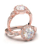 Vintage-Look Round with Halo Engagement RingWomen's Moissanite Engagement Ring | | Round Engagement Ring | Will You Marry MeHalo