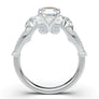 White Gold Vintage Three Stone Engagement Ring Unique Filigree Milgrain Art Deco Ring Round Forever One Colorless Ring Her Moissanite Ring