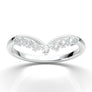 14K White Gold Curved V-Band, Vintage Art Deco Filigree Diamond Ring