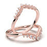 14K White Gold Curved V-Band, Vintage Art Deco Filigree Diamond Ring