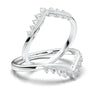 14K White Gold Curved V-Band, Vintage Art Deco Filigree Diamond Ring