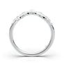 14K White Gold Contour Crown Band, Art Deco Moissanite Pear Wedding Band