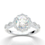 Vintage-Look Round with Halo Engagement RingWomen's Moissanite Engagement Ring | | Round Engagement Ring | Will You Marry MeHalo