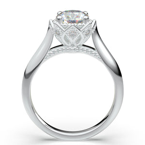 Home Try On--White Gold Knife Edge Crown Solitaire Ring