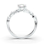 White Gold Floral Leaf Bezel Ring