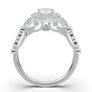 White Gold Floral Oval Halo Ring