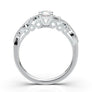 White Gold Floral Curved Filigree Ring