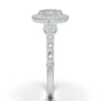 White Gold Floral Oval Halo Ring