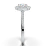 White Gold Wave Milgrain Halo Ring