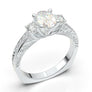 White Gold Vintage Oval Three Stone Ring
