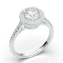 White Gold Milgrain Halo Beaded Ring