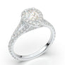 White Gold Pear Halo Split Shank Ring