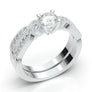 White Gold Vintage Milgrain Bar Engagement Set