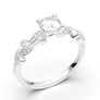 White Gold Floral Leaf Bezel Ring