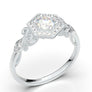 White Gold Vintage Hexagon Halo Ring