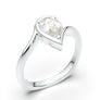 White Gold Pear Curved Solitaire Ring