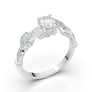 White Gold Floral Leaf Twisted Ring