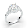 White Gold Vintage Floral Filigree Halo Ring
