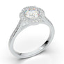 White Gold Wave Milgrain Halo Ring