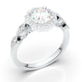 White Gold Floral Milgrain Halo Ring