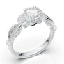 White Gold Floral Twist Leaf Ring