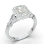 White Gold Emerald Cut Milgrain Halo Ring