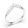 White Gold Curved Milgrain V Wedding Band