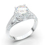 White Gold Vintage Floral Signet Ring