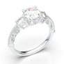 White Gold Three Stone Vintage Basket Ring