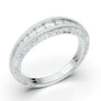 White Gold Vintage Channel Double Milgrain Band