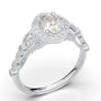 White Gold Floral Oval Halo Ring