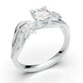 White Gold Floral Twisted Flower Ring