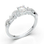 White Gold Floral Curved Filigree Ring