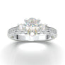 White Gold Vintage Oval Three Stone Ring