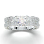 White Gold Vintage Milgrain Bar Engagement Set