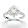 White Gold Vintage Floral Leaf Halo Ring