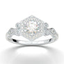 White Gold Vintage Hexagon Halo Ring