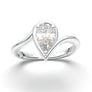 White Gold Pear Curved Solitaire Ring