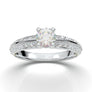 White Gold Vintage Filigree Knife Edge Ring