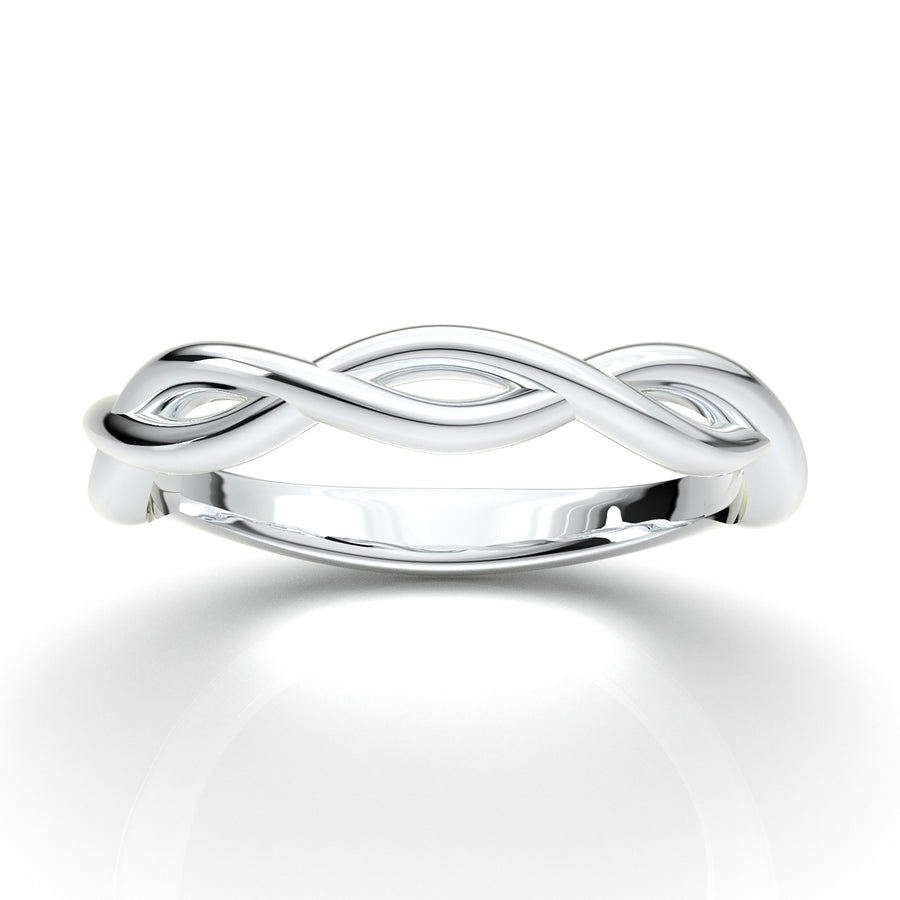 Home Try On--White Gold Infinity Plain Solitaire Band