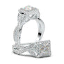 White Gold Princess Cut Halo Twist Shank Ring