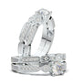 White Gold Vintage Milgrain Bar Engagement Set