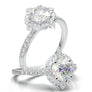 White Gold Vintage Floral Leaf Halo Ring