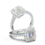 Rose Gold Emerald Cut Large Halo Ring