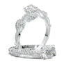 White Gold Floral Leaf Twisted Ring
