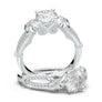White Gold Floral Split Shank Flower Ring
